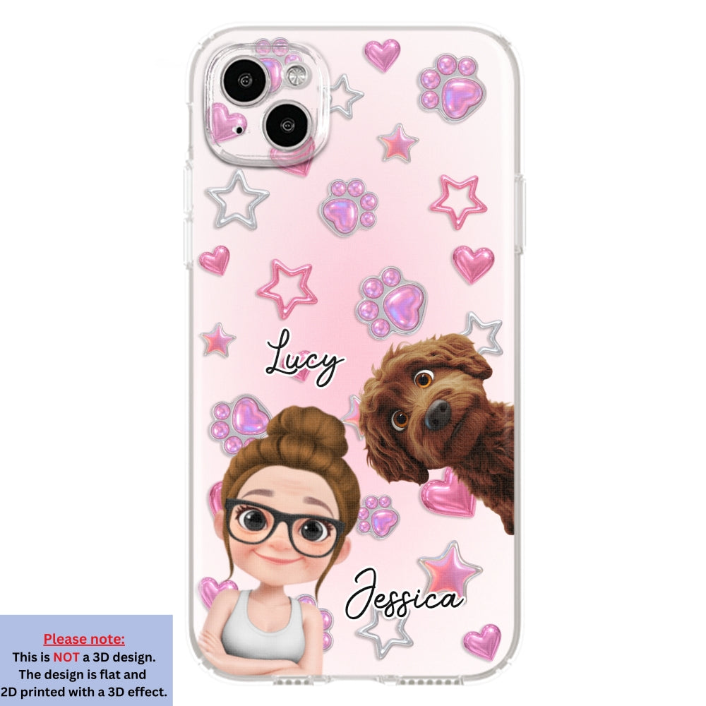 Lovely Girl And Her Dogs - 3D Effect Phone Case