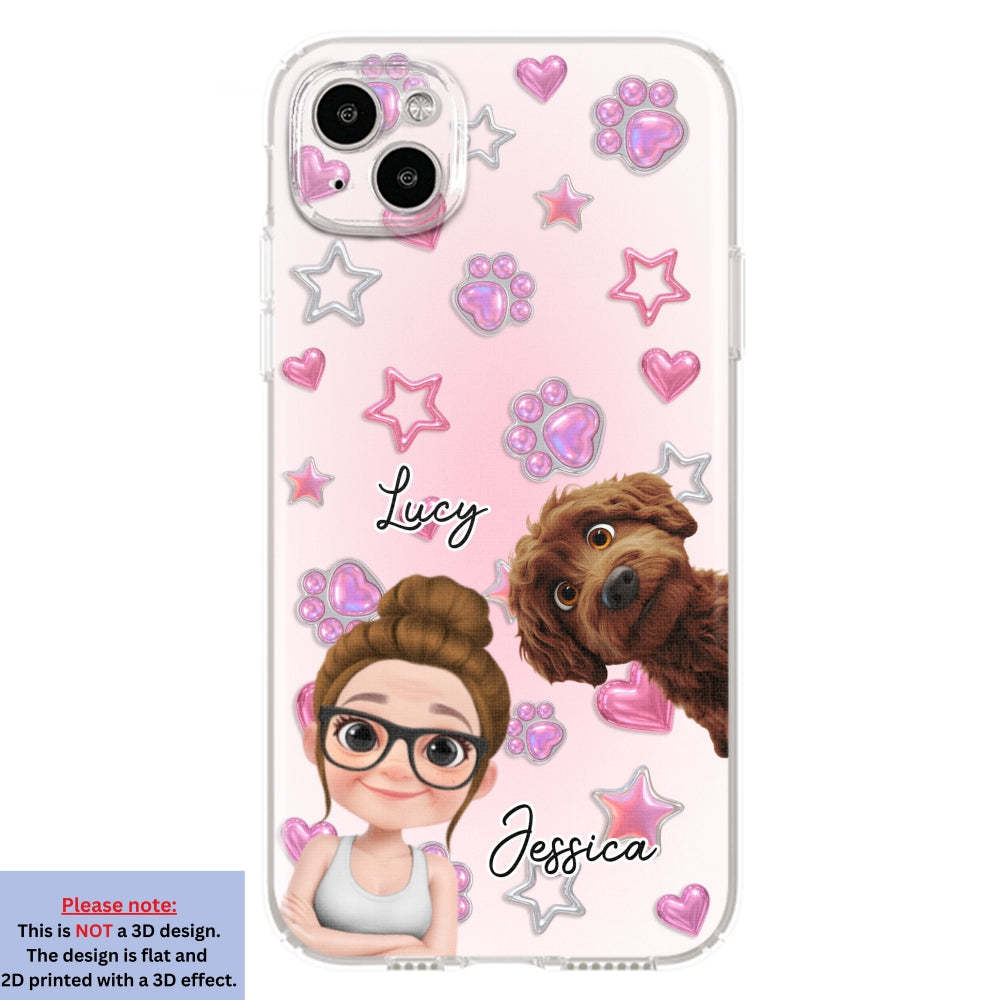 Lovely Girl And Her Dogs - 3D Effect Phone Case