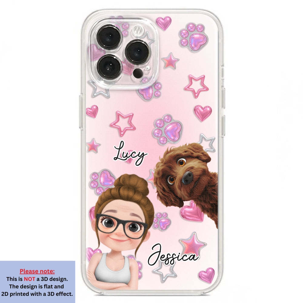 Lovely Girl And Her Dogs - 3D Effect Phone Case