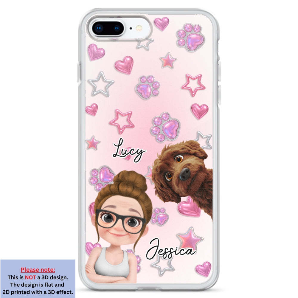 Lovely Girl And Her Dogs - 3D Effect Phone Case