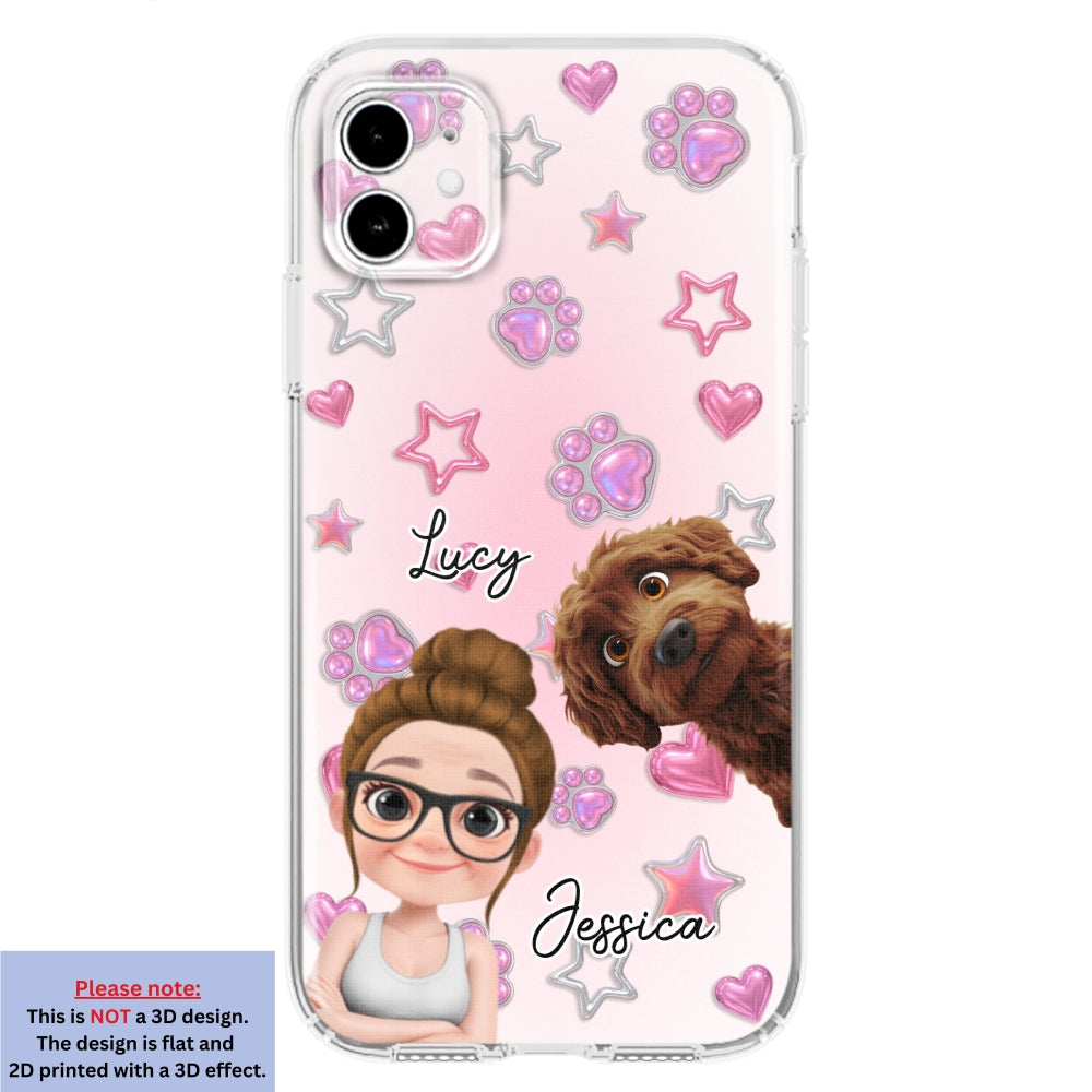 Lovely Girl And Her Dogs - 3D Effect Phone Case