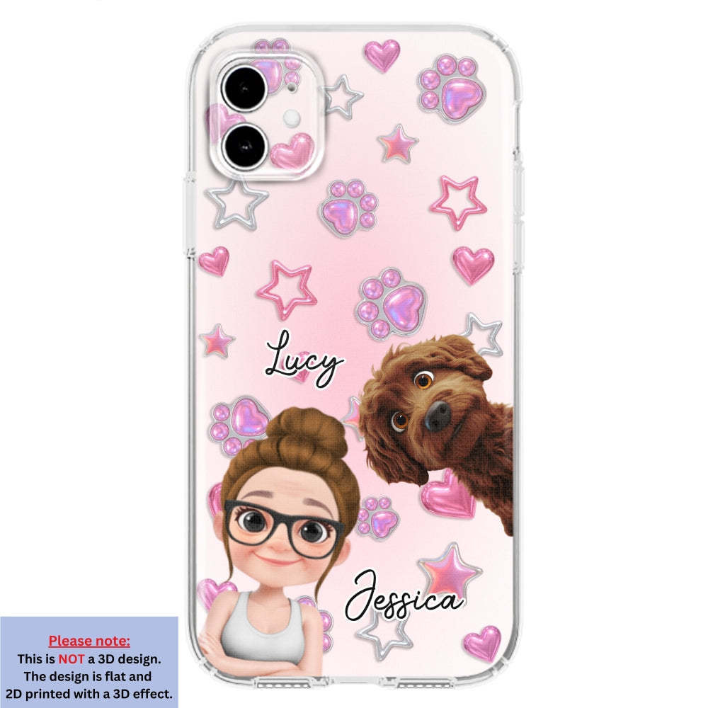 Lovely Girl And Her Dogs - 3D Effect Phone Case