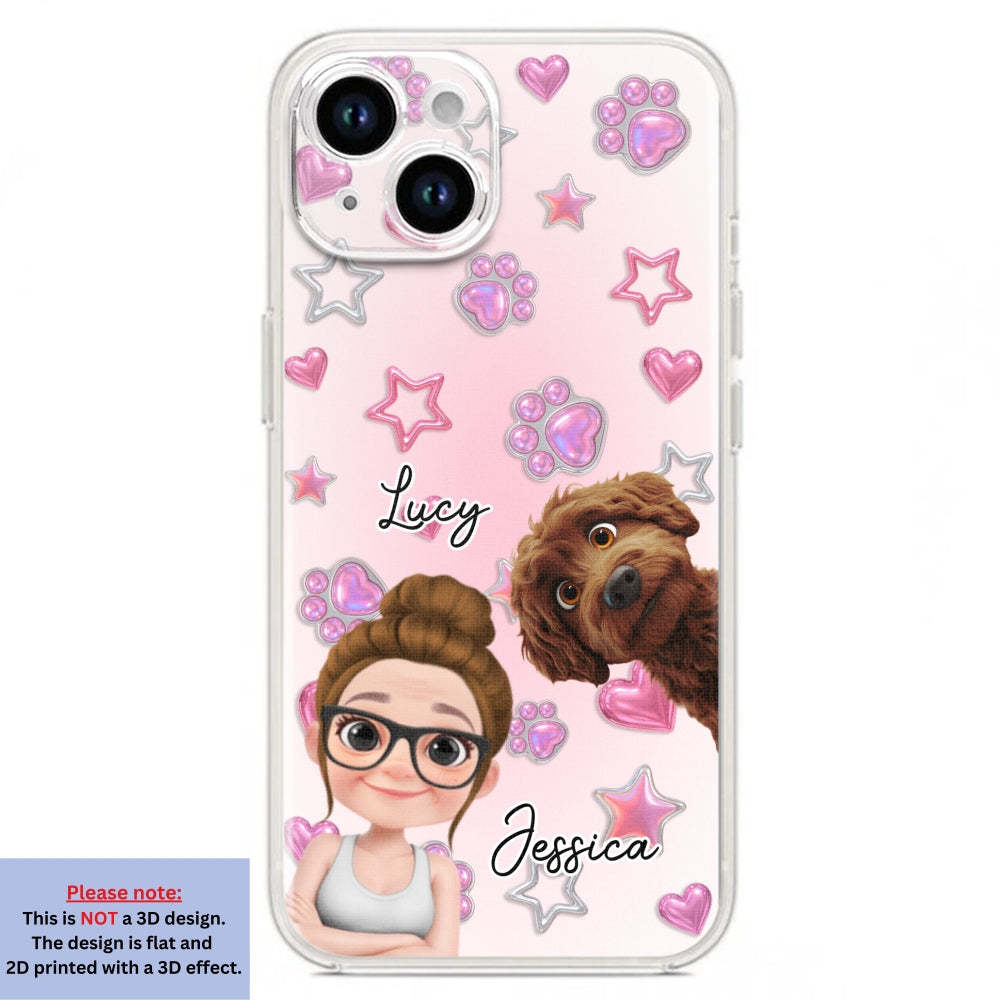 Lovely Girl And Her Dogs - 3D Effect Phone Case