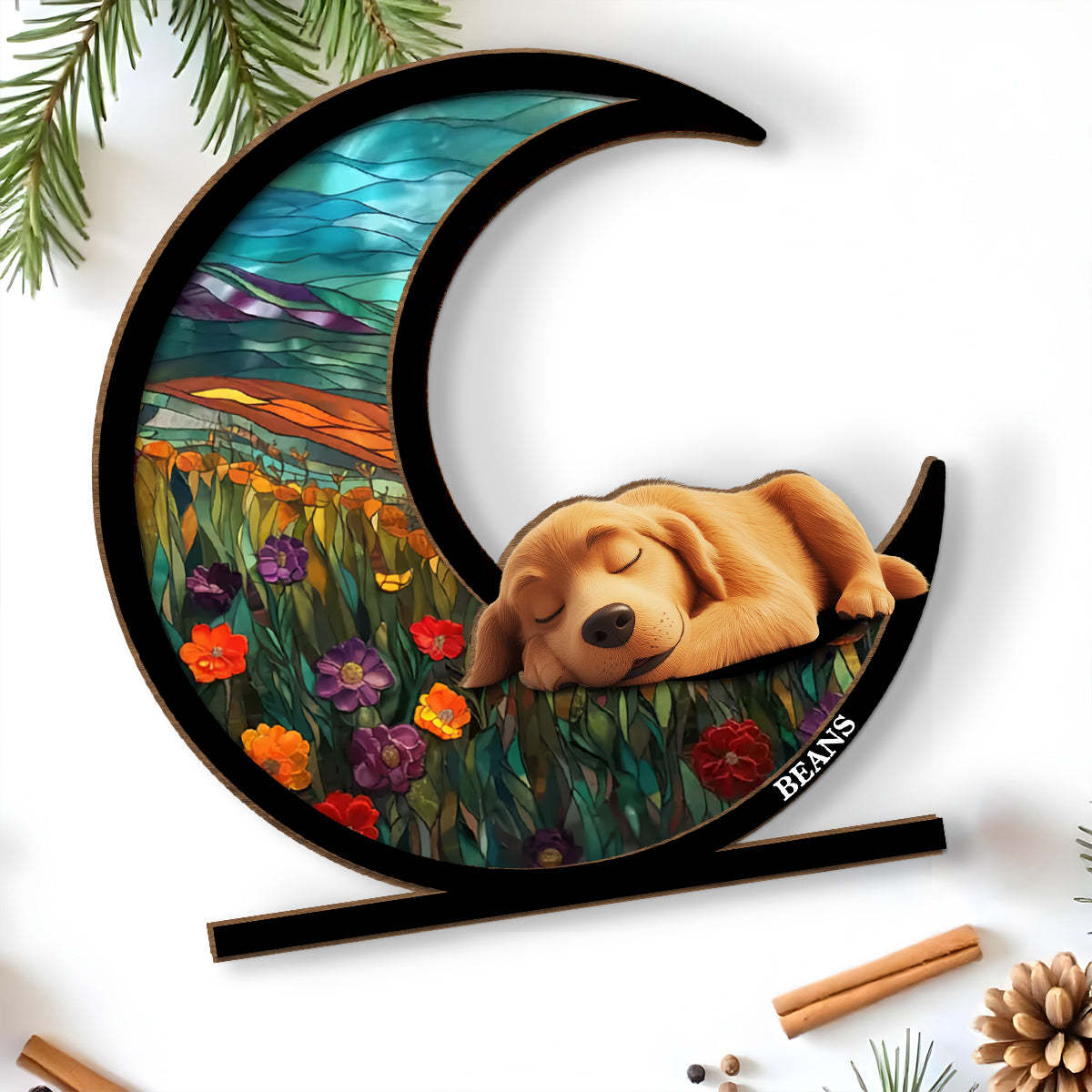 Dreaming Of Treats And Belly Rubs -  2-Layer Wood Plaque With Flat Base