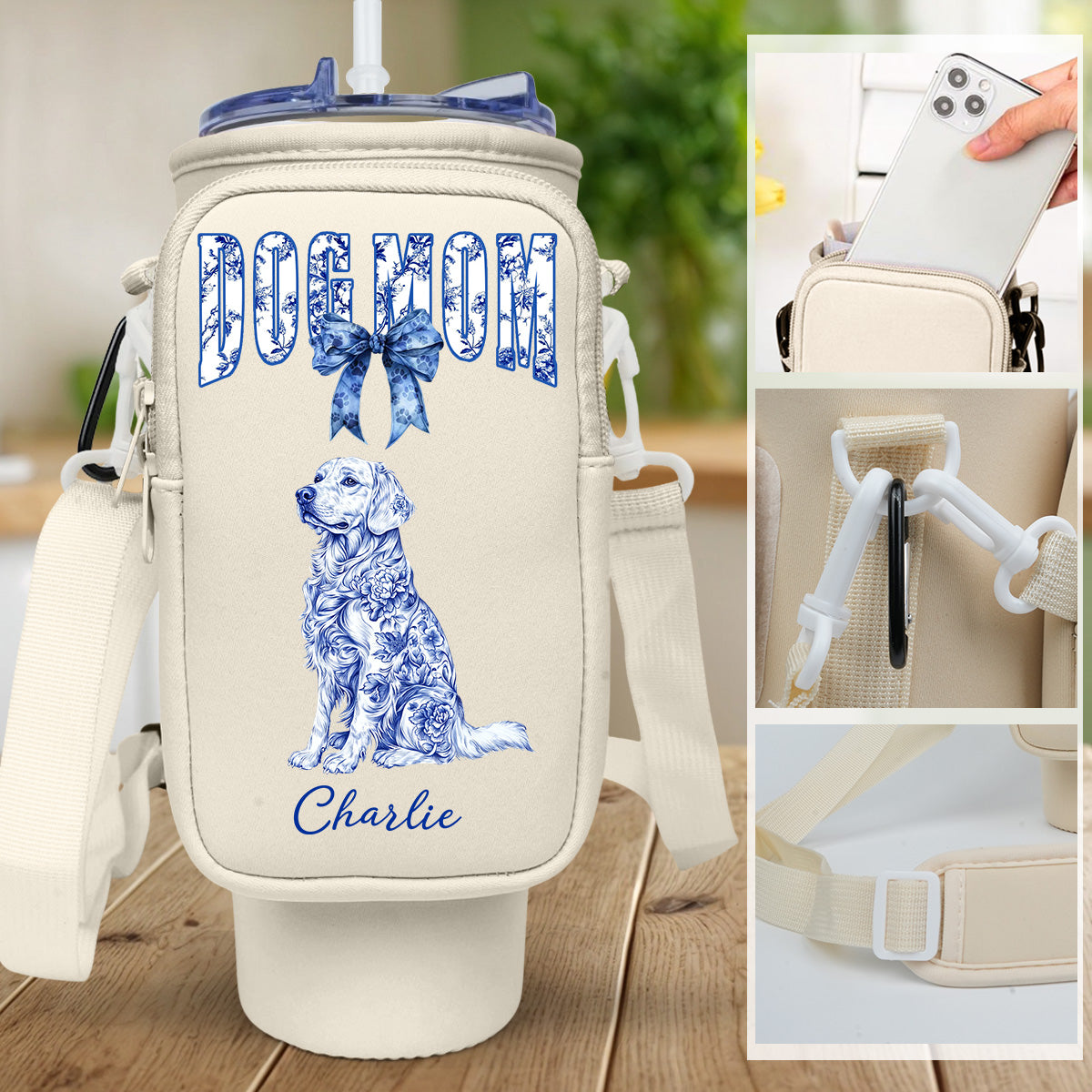 The Dog Mom -  Water Bottle Carrier Bag