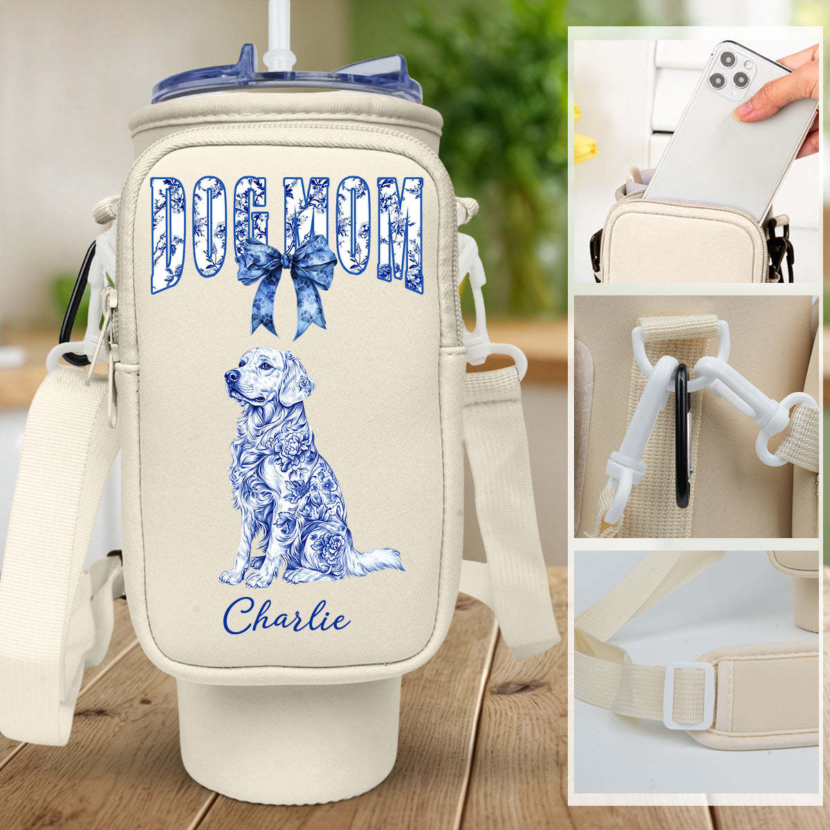 The Dog Mom -  Water Bottle Carrier Bag