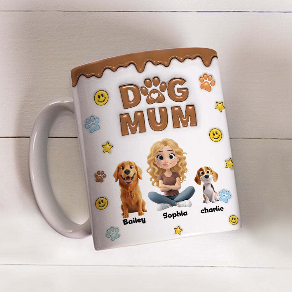 Dog Mom We Love You So Much -  3D Inflated Effect Mug