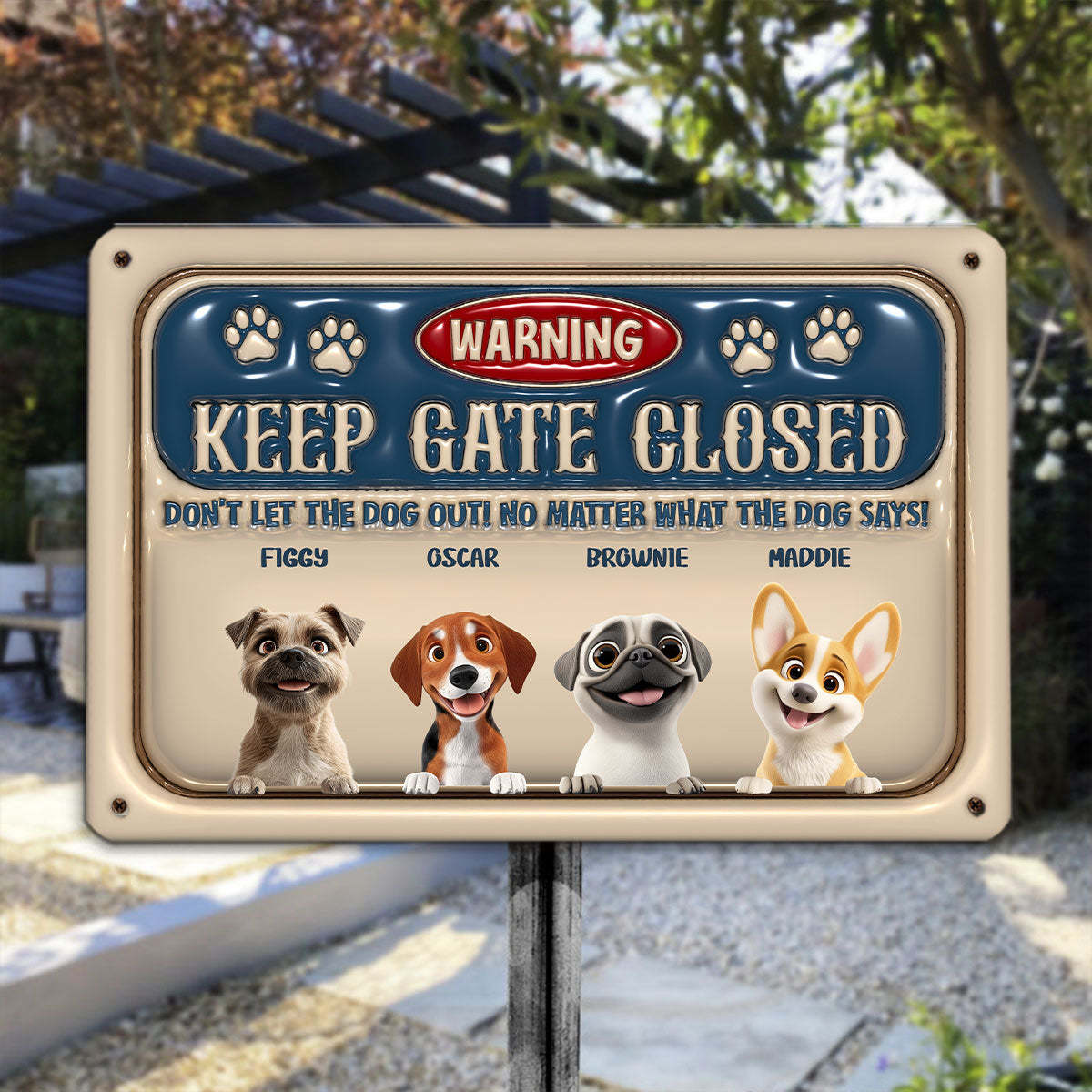 Keep Gate Closed -  Inflated Effect Metal Sign