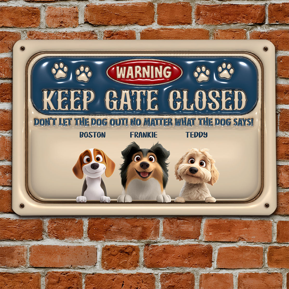 Keep Gate Closed -  Inflated Effect Metal Sign