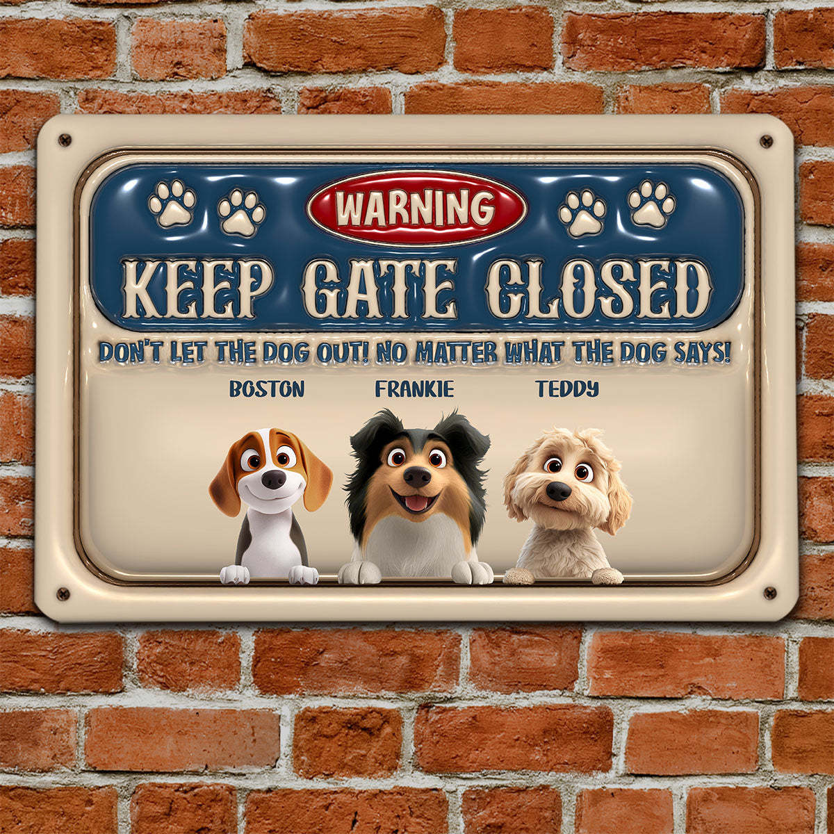 Keep Gate Closed -  Inflated Effect Metal Sign