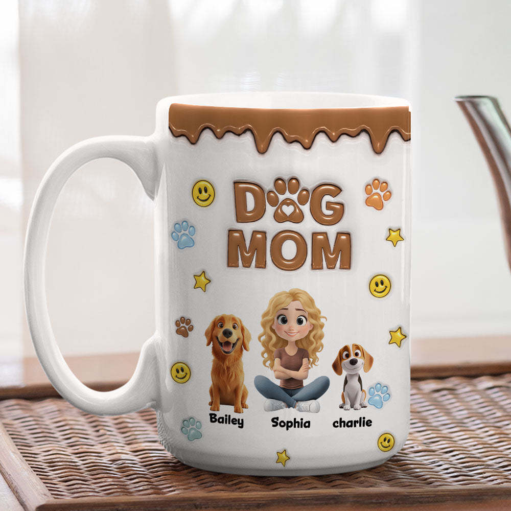 Dog Mom We Love You So Much -  3D Inflated Effect Mug