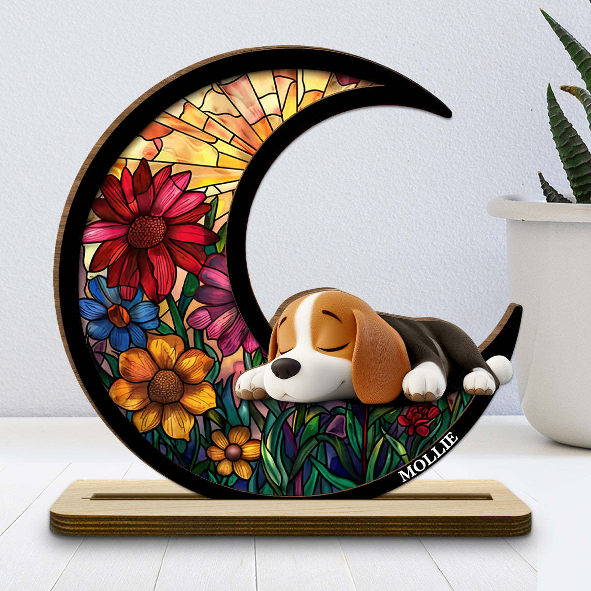 Dreaming Of Treats And Belly Rubs -  2-Layer Wood Plaque With Flat Base