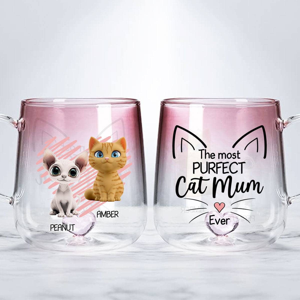 Purfect Mom -  Pink Gradient Glass Mug