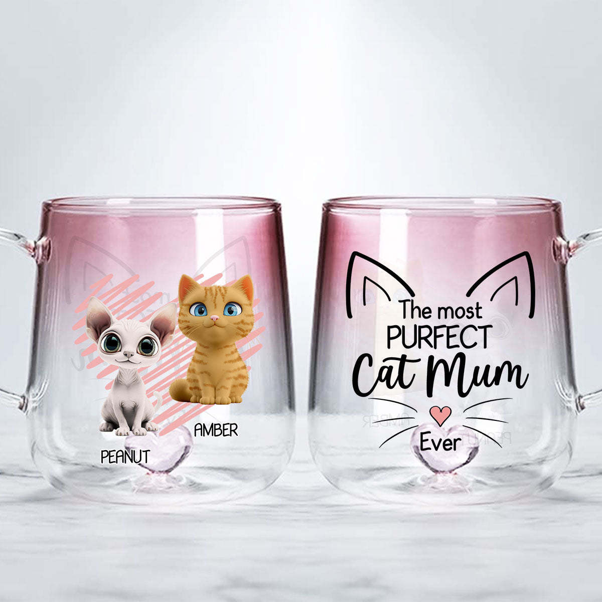 Purfect Mom -  Pink Gradient Glass Mug