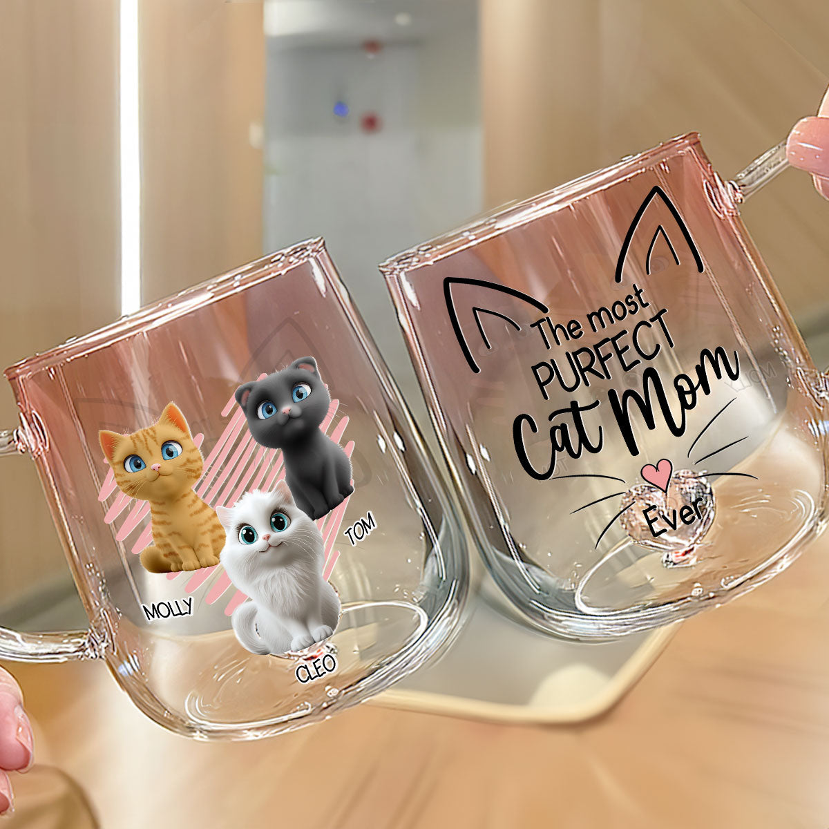 Purfect Mom -  Pink Gradient Glass Mug