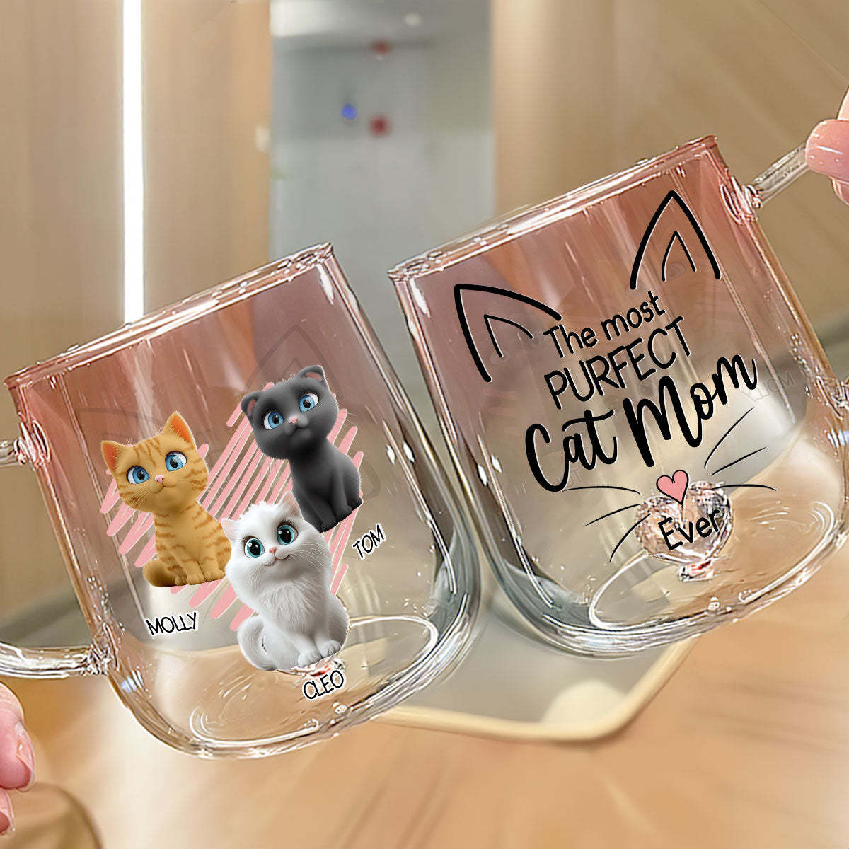 Purfect Mom -  Pink Gradient Glass Mug