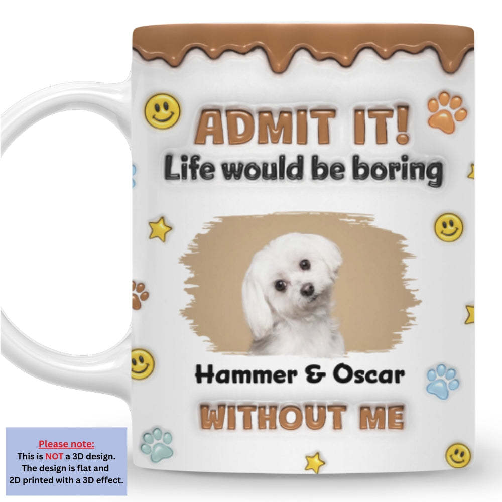 Dog Mom Dad Life Must Have Us Photo -  3D Inflated Effect Mug