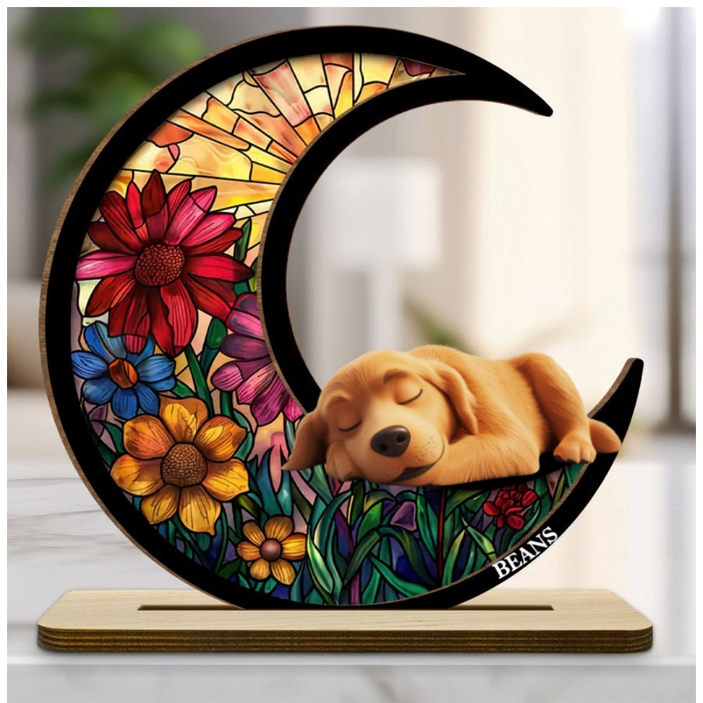 Dreaming Of Treats And Belly Rubs -  2-Layer Wood Plaque With Flat Base