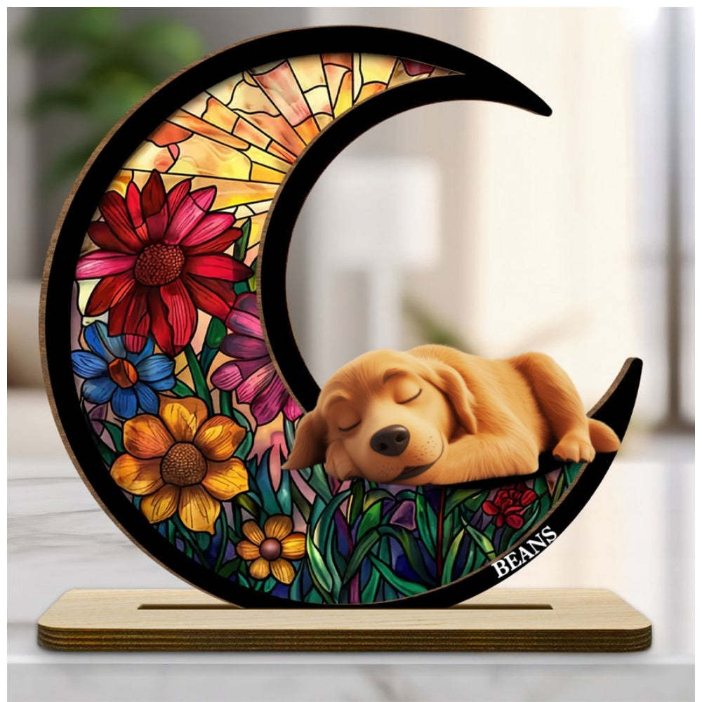 Dreaming Of Treats And Belly Rubs -  2-Layer Wood Plaque With Flat Base