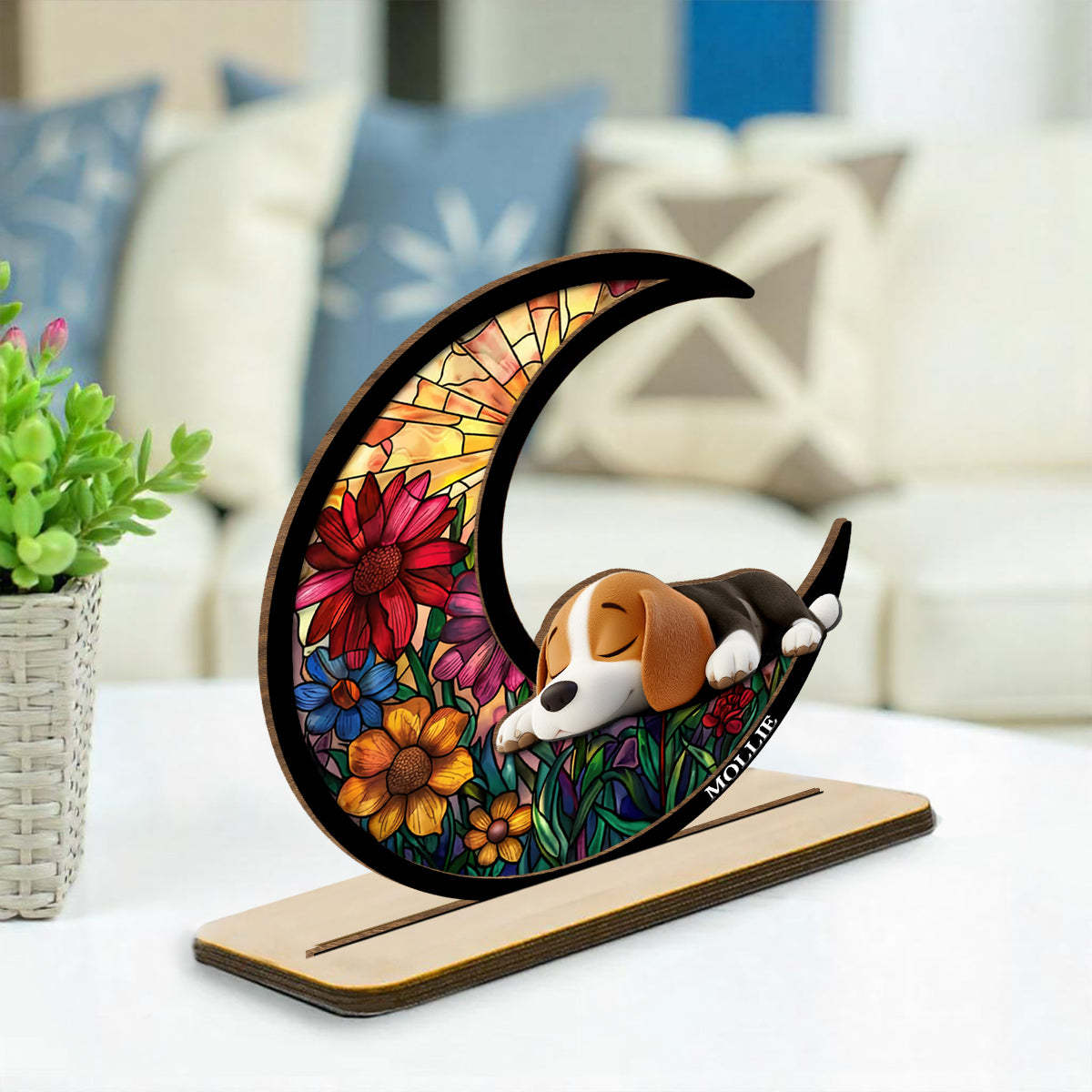 Dreaming Of Treats And Belly Rubs -  2-Layer Wood Plaque With Flat Base