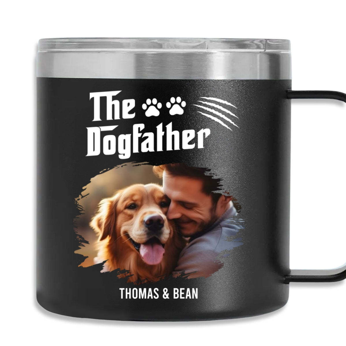 The Father Of Dog Photo -  14oz Stainless Steel Tumbler With Handle