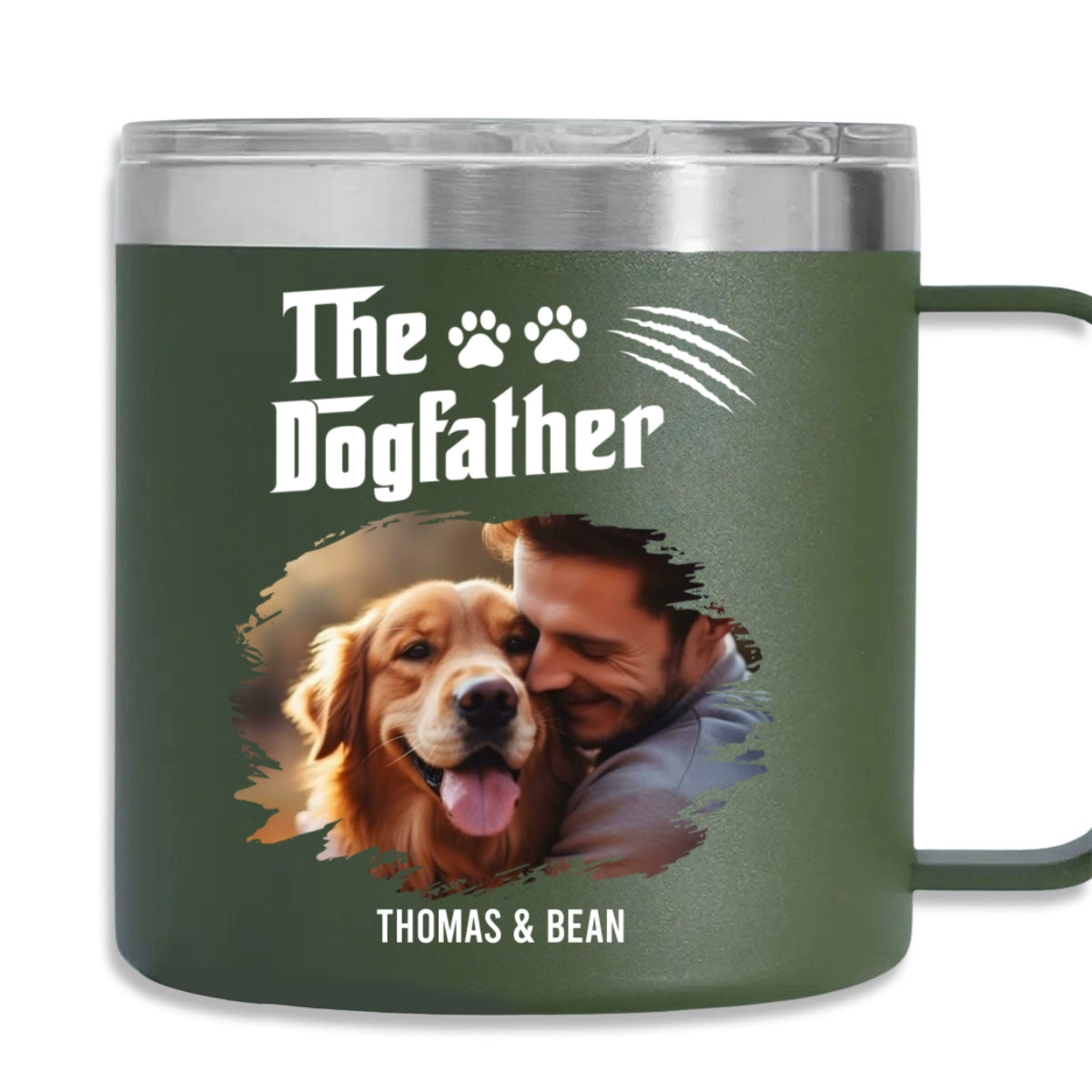 The Father Of Dog Photo -  14oz Stainless Steel Tumbler With Handle