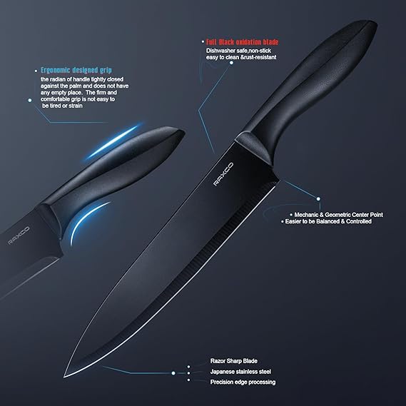 Kitchen Utensils Set, 18-in-1 Kitchen Set with 7 Pieces Cooking Utensils-Kitchen Utensils+6 Pieces Utensil Sets+5 Pieces Knife Set with Block(Black)