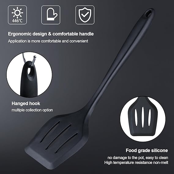 Kitchen Utensils Set, 18-in-1 Kitchen Set with 7 Pieces Cooking Utensils-Kitchen Utensils+6 Pieces Utensil Sets+5 Pieces Knife Set with Block(Black)