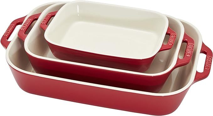 Stoneware Gratins Ceramics 3-pc Rectangular Baking Dish Set-Citron