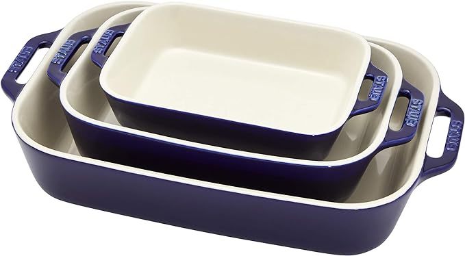 Stoneware Gratins Ceramics 3-pc Rectangular Baking Dish Set-Citron