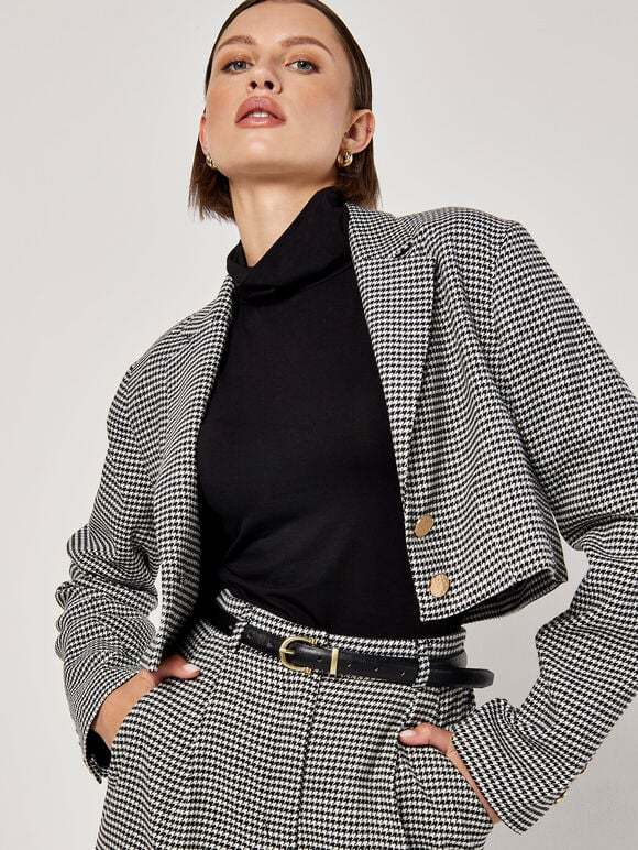 Dogtooth Cropped Blazer