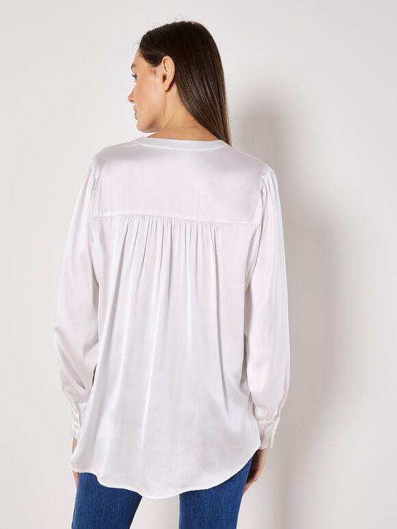 Balloon Sleeve Satin Blouse