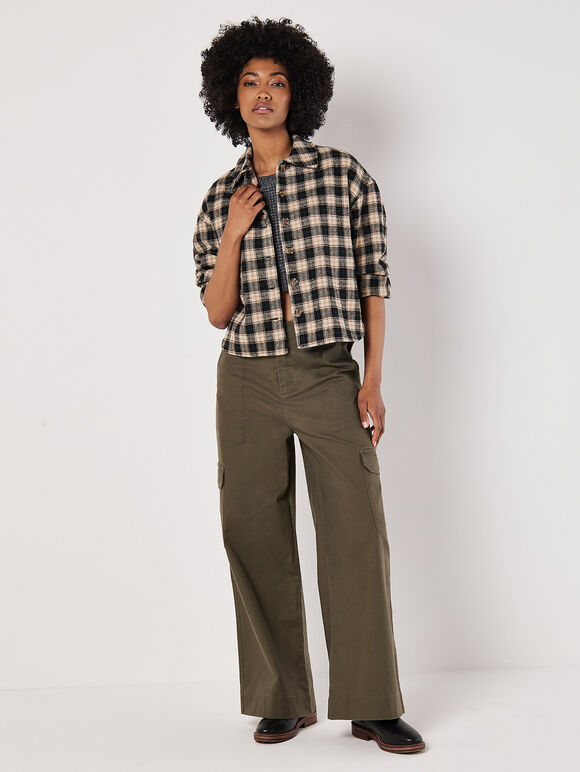 Cropped Check Shacket