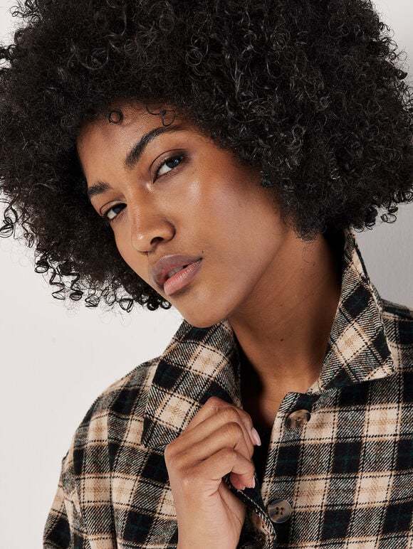 Cropped Check Shacket