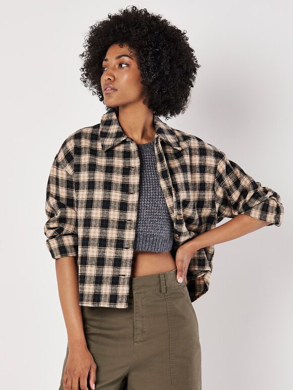 Cropped Check Shacket
