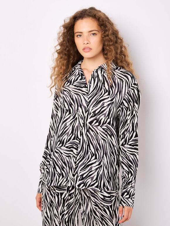 Zebra Print High-Low Shirt