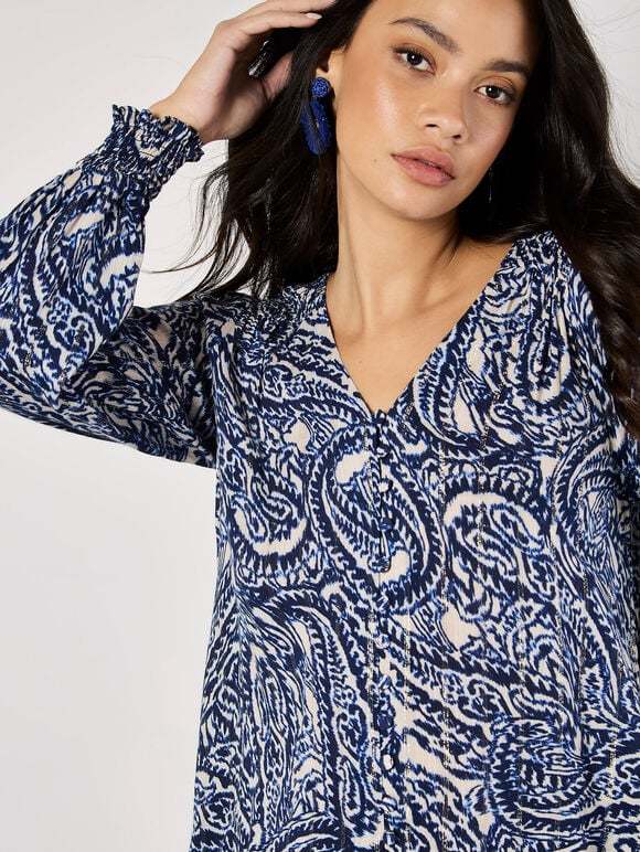 Paisley Print Shimmer Blouse