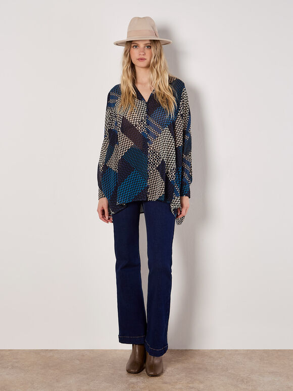 Geo Patchwork Chiffon Shirt