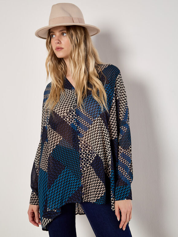 Geo Patchwork Chiffon Shirt