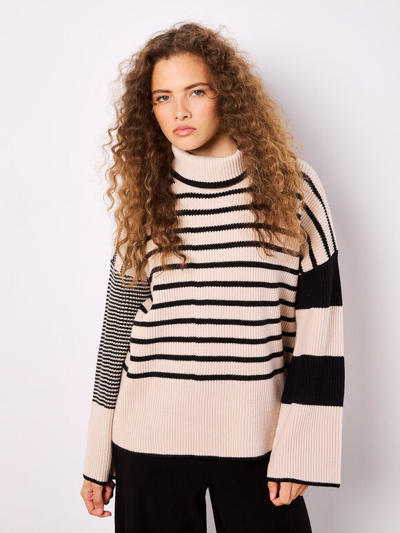 Mixed Stripe Oversized Chunky Jumper