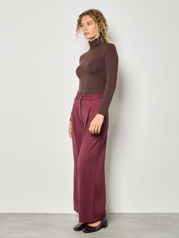 Turtle Neck Button Cuff Top