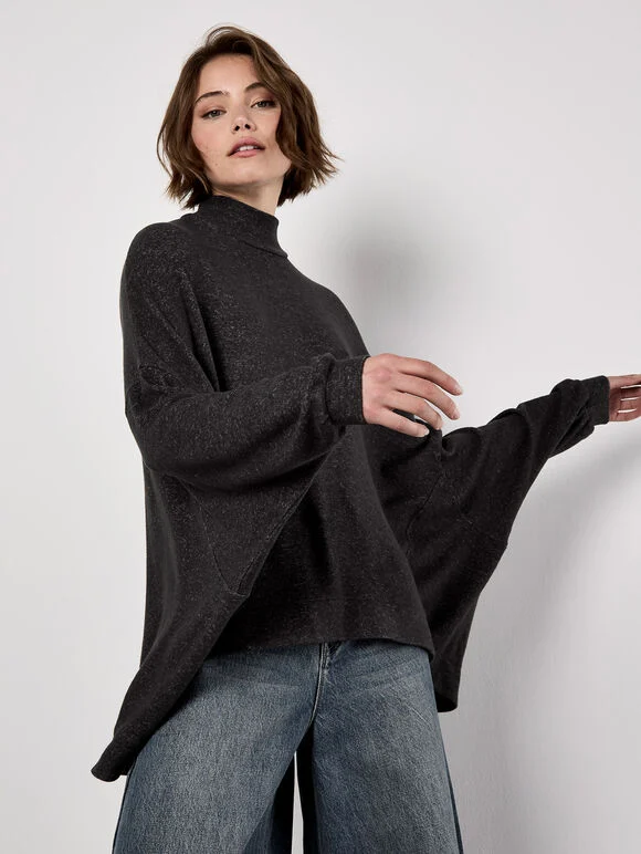 Mock Neck Oversized Soft Knit Top