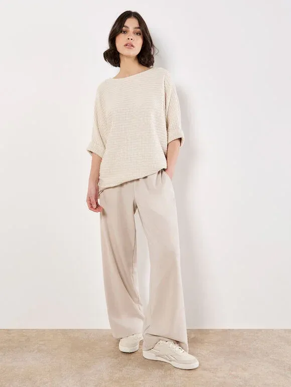 Textured Cable Knit Batwing Oversized Top