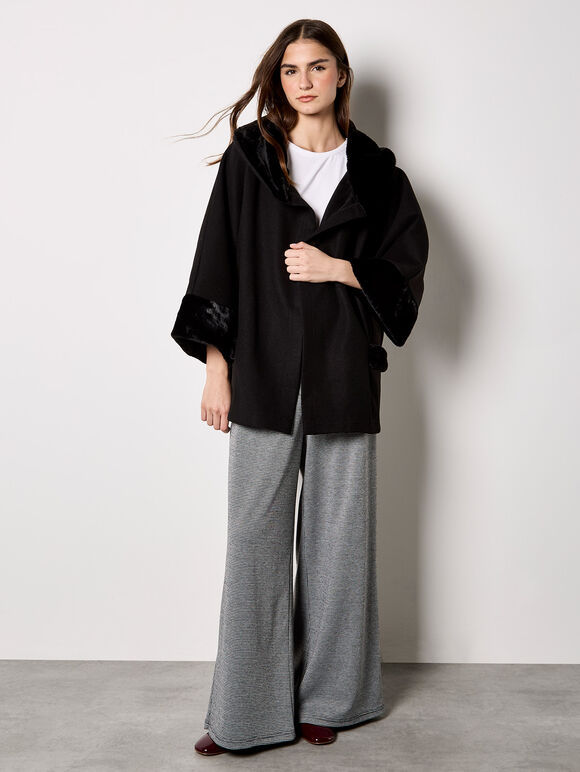 Faux Fur Trim Wrap Jacket