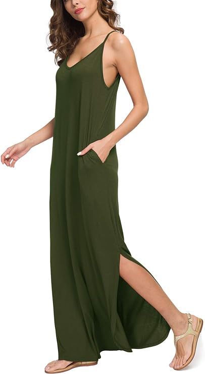 Women's Summer Casual Loose Dress Beach Cover Up Long Cami Maxi