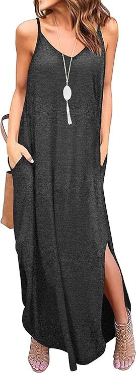 Women's Summer Casual Loose Dress Beach Cover Up Long Cami Maxi