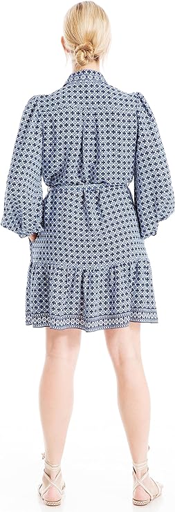 Women's Long Sleeve Collared Short Tiered Dress