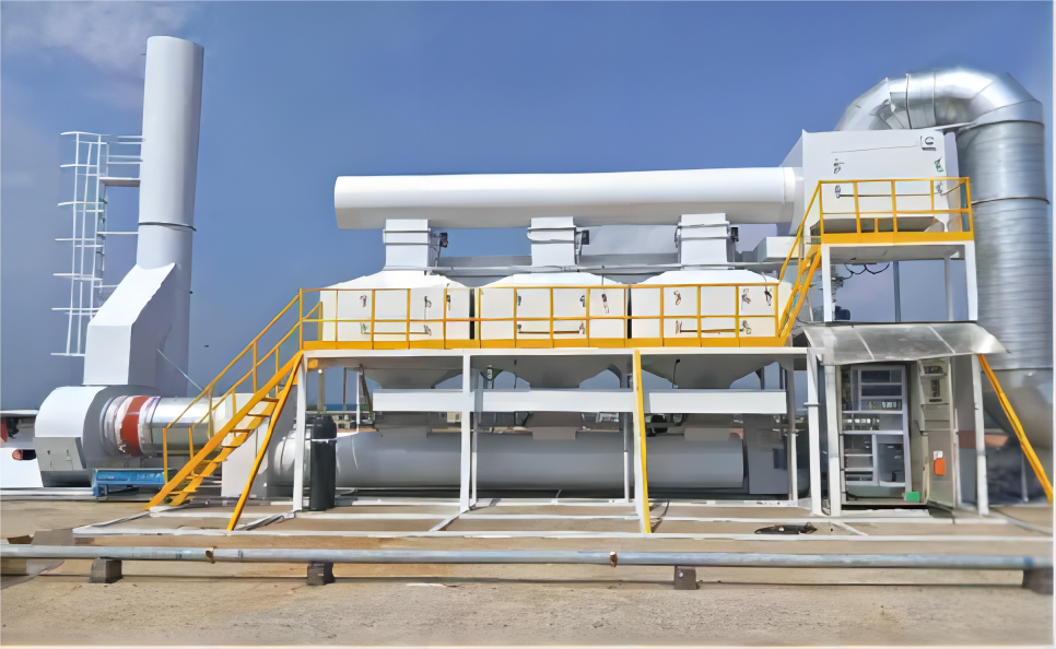 Activated carbon offline desorption + catalytic combustion