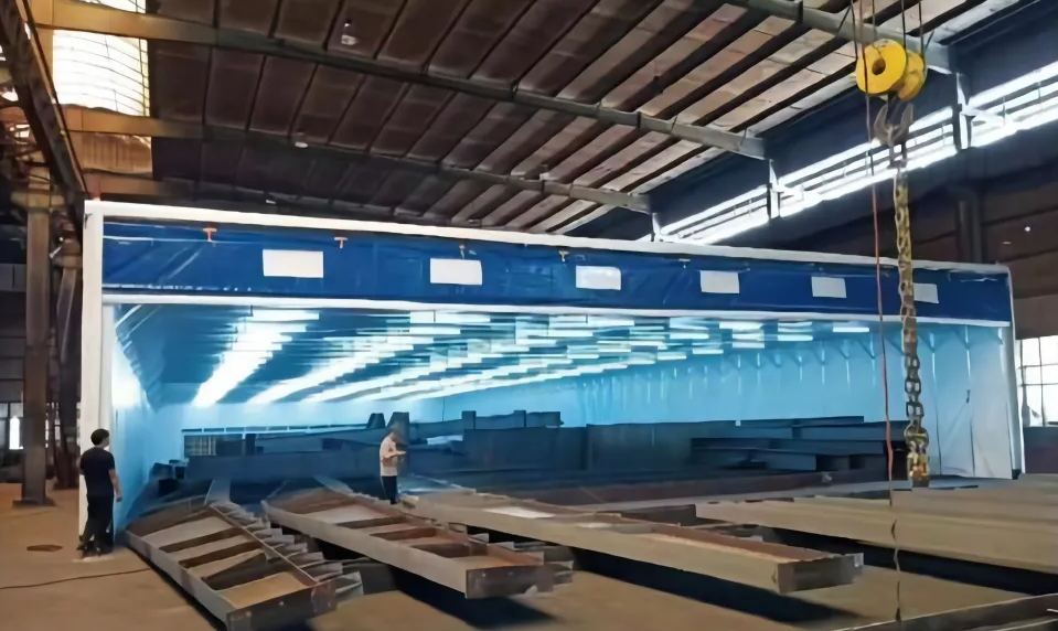 Retractable paint baking room