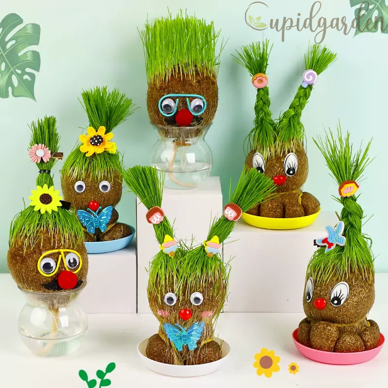 🧸Mini Grass Head Doll Small Potted Plant Watering Green Plants 🪴